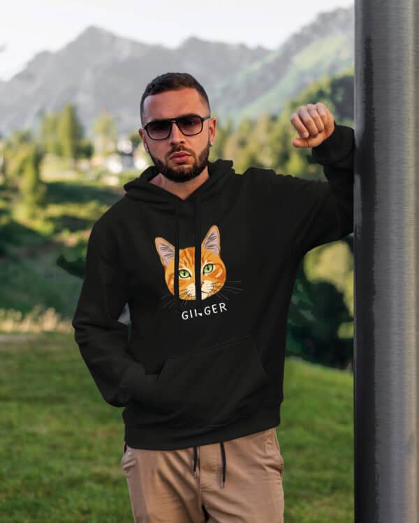 1583 (15) Bluza z kapturem Dachowiec Rudy Pręgowany <br>Personalizowana Kot