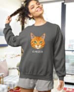 1583 (23) Bluza bez kaptura Dachowiec Rudy <br>Pręgowany Personalizowana Kot