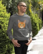 1583 (24) Bluza bez kaptura Dachowiec Rudy <br>Pręgowany Personalizowana Kot