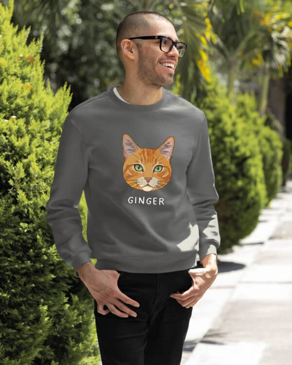 1583 (24) Bluza bez kaptura Dachowiec Rudy <br>Pręgowany Personalizowana Kot