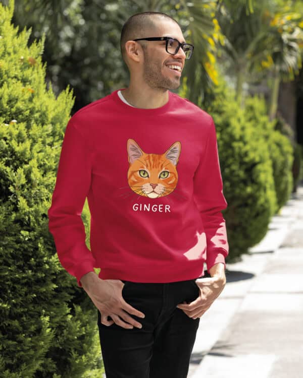 1583 (27) Bluza bez kaptura Dachowiec Rudy <br>Pręgowany Personalizowana Kot