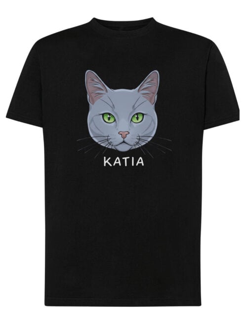 1586 (10) Koszulka Rosyjski niebieski Personalizowana Kot Pupil