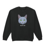 1586 (19) Bluza bez kaptura Rosyjski niebieski Personalizowana Kot Pupil