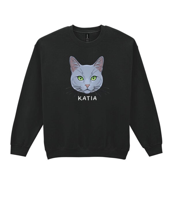 1586 (19) Bluza bez kaptura Rosyjski niebieski Personalizowana Kot Pupil