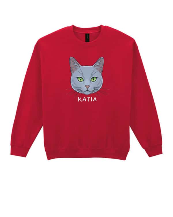 1586 (25) Bluza bez kaptura Rosyjski niebieski <br>Personalizowana Kot Pupil