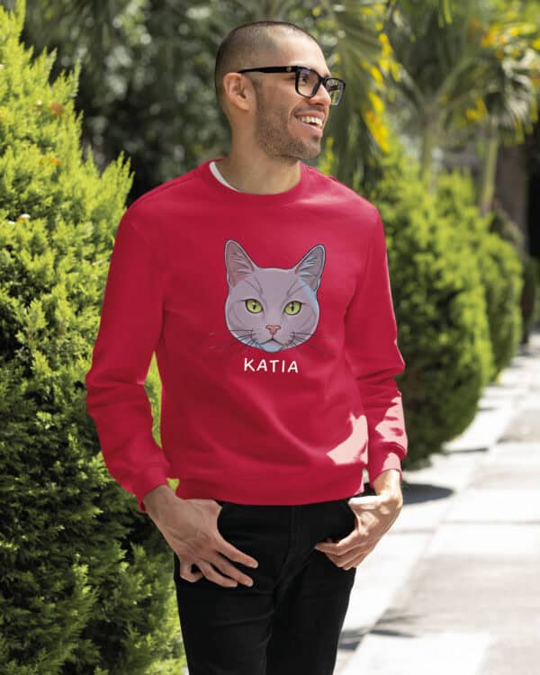 1586 (27) Bluza bez kaptura Rosyjski niebieski <br>Personalizowana Kot Pupil