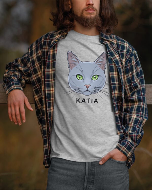 1586 (6) Koszulka Rosyjski niebieski <br>Personalizowana Kot Pupil