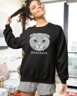 1587 (20) Bluza bez kaptura Szkocki zwisouchy <br>Personalizowana Kot Pupil