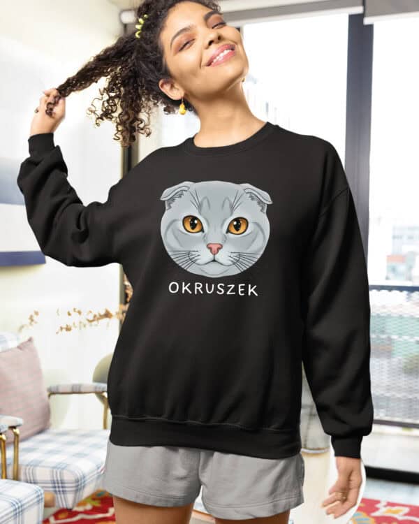 1587 (20) Bluza bez kaptura Szkocki zwisouchy <br>Personalizowana Kot Pupil