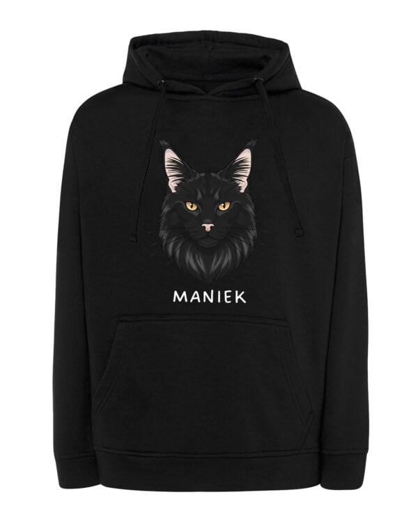 1590 (13) Bluza z kapturem Maine Coon Czarny <br>Personalizowana Kot Pupil