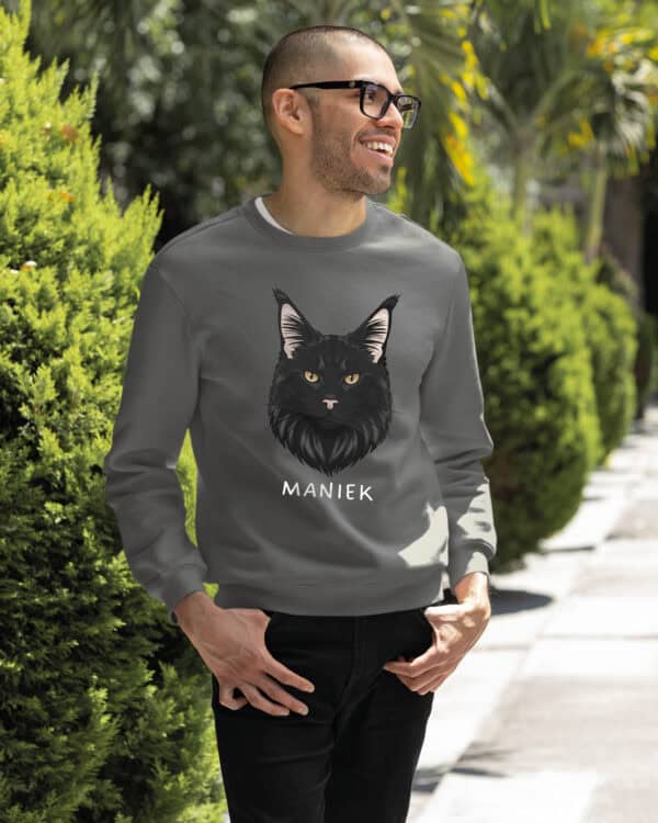 1590 (24) Bluza bez kaptura Maine Coon Czarny <br>Personalizowana Kot Pupil