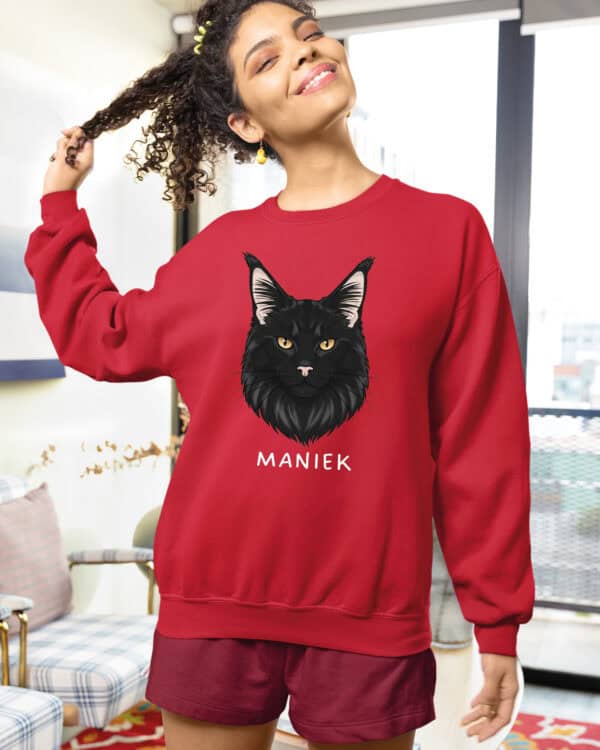 1590 (26) Bluza bez kaptura Maine Coon Czarny <br>Personalizowana Kot Pupil