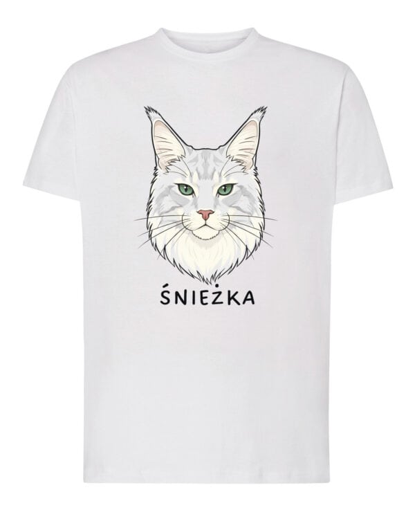 1591 (1) Koszulka Maine Coon Biały <br>Personalizowana Kot Pupil