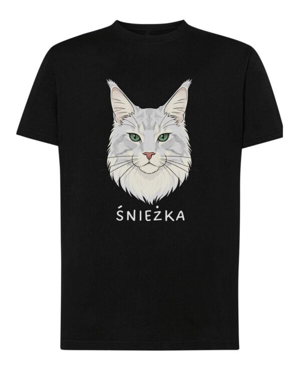 1591 (10) Koszulka Maine Coon Biały Personalizowana Kot Pupil