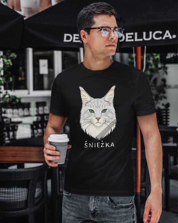 1591 (12) Koszulka Maine Coon Biały <br>Personalizowana Kot Pupil