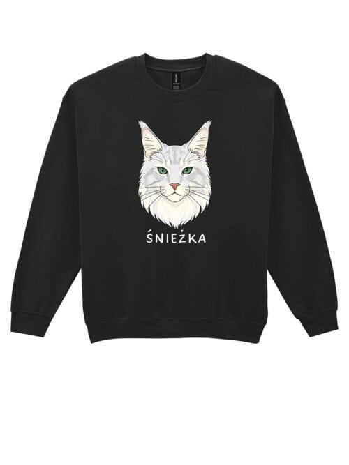 1591 (19) Bluza bez kaptura Maine Coon Biały Personalizowana Kot Pupil