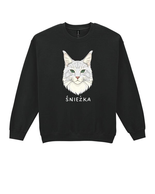 1591 (19) Bluza bez kaptura Maine Coon Biały Personalizowana Kot Pupil