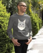 1591 (24) Bluza bez kaptura Maine Coon Biały <br>Personalizowana Kot Pupil