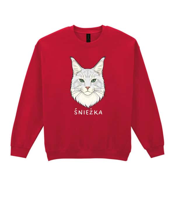 1591 (25) Bluza bez kaptura Maine Coon Biały <br>Personalizowana Kot Pupil