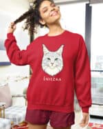 1591 (26) Bluza bez kaptura Maine Coon Biały <br>Personalizowana Kot Pupil