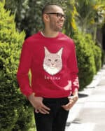 1591 (27) Bluza bez kaptura Maine Coon Biały <br>Personalizowana Kot Pupil