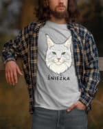 1591 (6) Koszulka Maine Coon Biały <br>Personalizowana Kot Pupil