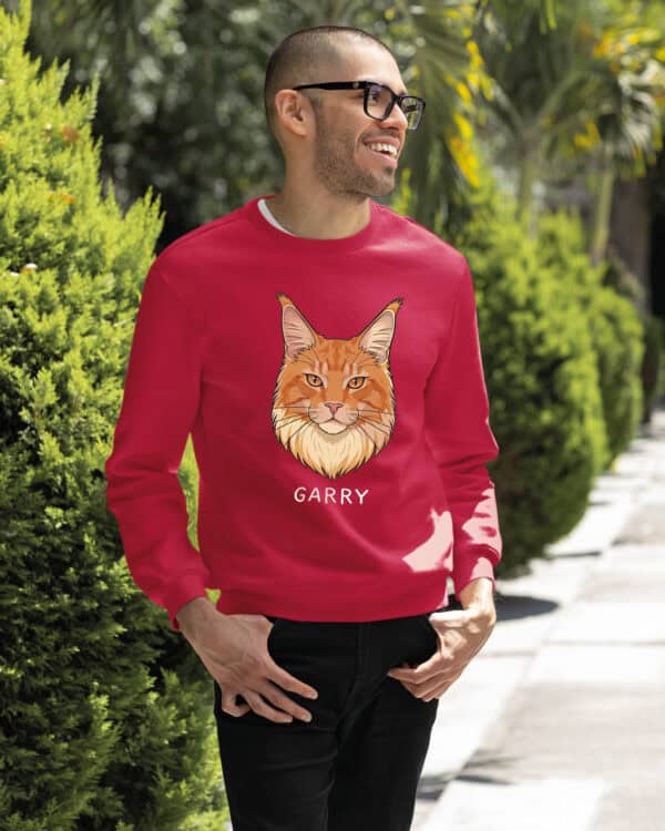 1592 (27) Bluza bez kaptura Maine Coon Rudy <br>Personalizowana Kot Pupil