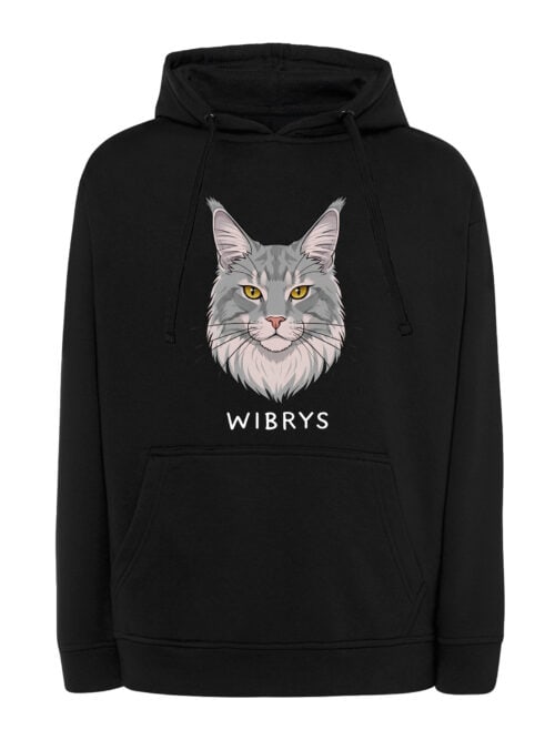 1593 (13) Bluza z kapturem Maine Coon Szary Personalizowana Kot Pupil