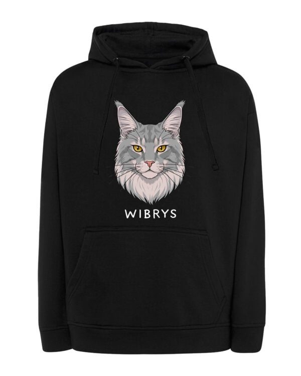 1593 (13) Bluza z kapturem Maine Coon Szary Personalizowana Kot Pupil