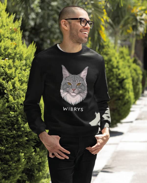 1593 (21) Bluza bez kaptura Maine Coon Szary <br>Personalizowana Kot Pupil