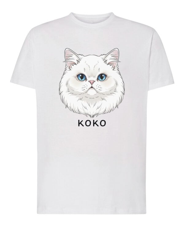 1594 (1) Koszulka Perski Biały <br>Personalizowana Kot Pupil