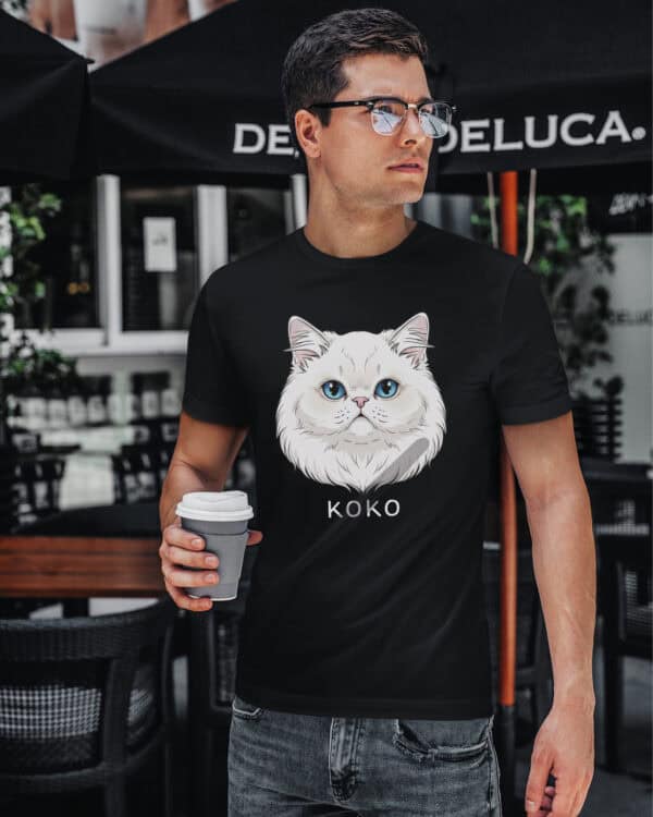 1594 (12) Koszulka Perski Biały <br>Personalizowana Kot Pupil