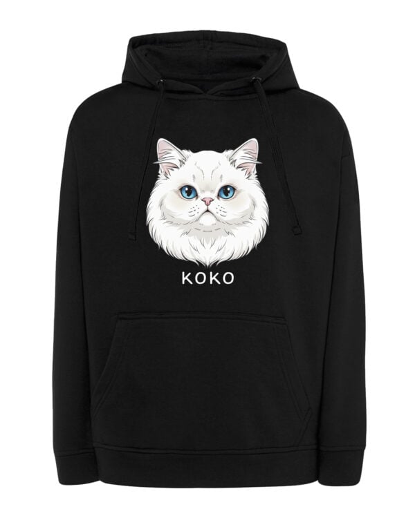 1594 (13) Bluza z kapturem Perski Biały Personalizowana Kot Pupil