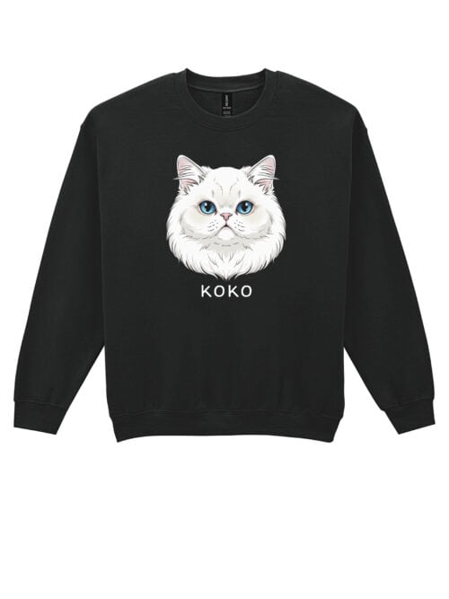 1594 (22) Bluza bez kaptura Perski Biały Personalizowana Kot Pupil