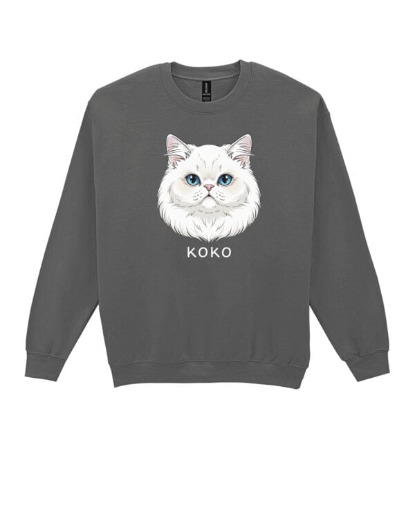 1594 (25) Bluza bez kaptura Perski Biały <br>Personalizowana Kot Pupil