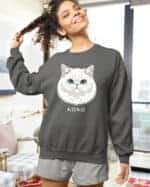 1594 (26) Bluza bez kaptura Perski Biały <br>Personalizowana Kot Pupil