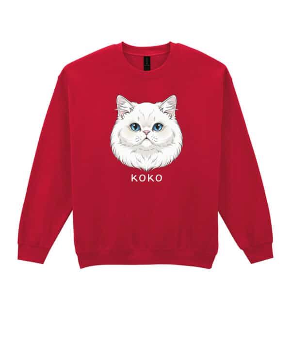 1594 (28) Bluza bez kaptura Perski Biały <br>Personalizowana Kot Pupil