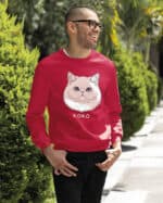 1594 (30) Bluza bez kaptura Perski Biały <br>Personalizowana Kot Pupil