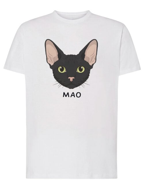 1595 (1) Koszulka Devon Rex Czarny Personalizowana Kot Pupil