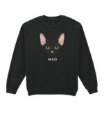 1595 (19) Bluza bez kaptura Devon Rex Czarny <br>Personalizowana Kot Pupil