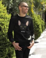 1595 (21) Bluza bez kaptura Devon Rex Czarny <br>Personalizowana Kot Pupil