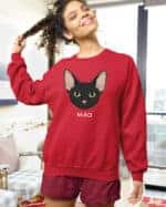 1595 (26) Bluza bez kaptura Devon Rex Czarny <br>Personalizowana Kot Pupil