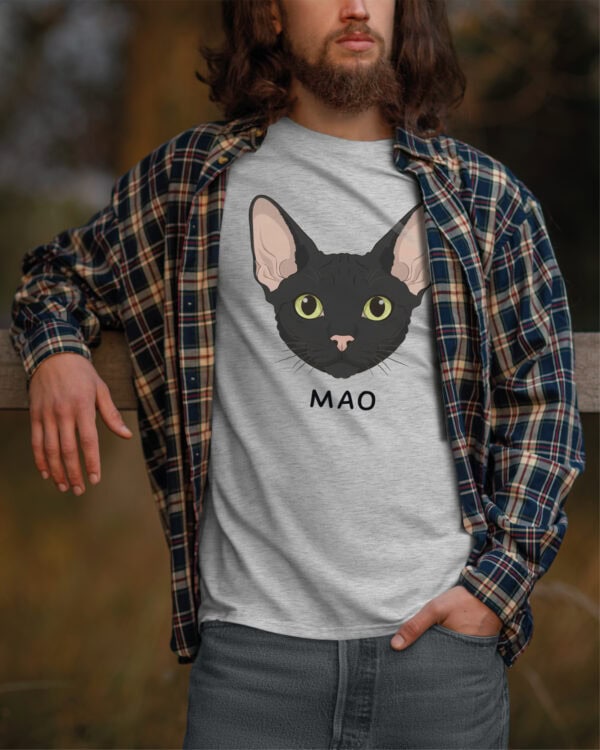 1595 (6) Koszulka Devon Rex Czarny <br>Personalizowana Kot Pupil