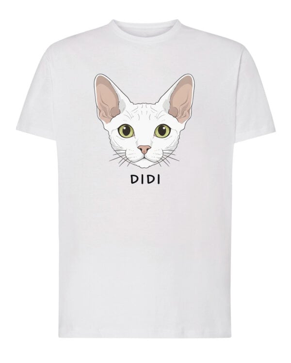 1596 (1) Koszulka Devon Rex Biały <br>Personalizowana Kot Pupil