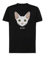 1596 (10) Koszulka Devon Rex Biały Personalizowana Kot Pupil