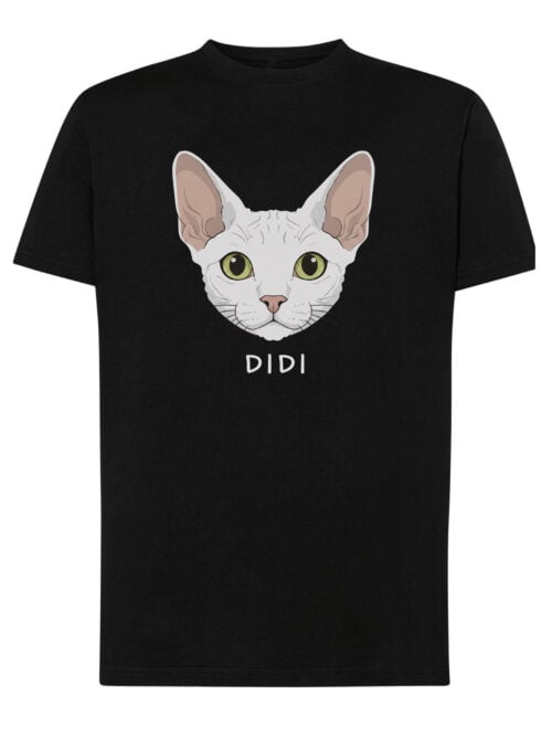 1596 (10) Koszulka Devon Rex Biały Personalizowana Kot Pupil