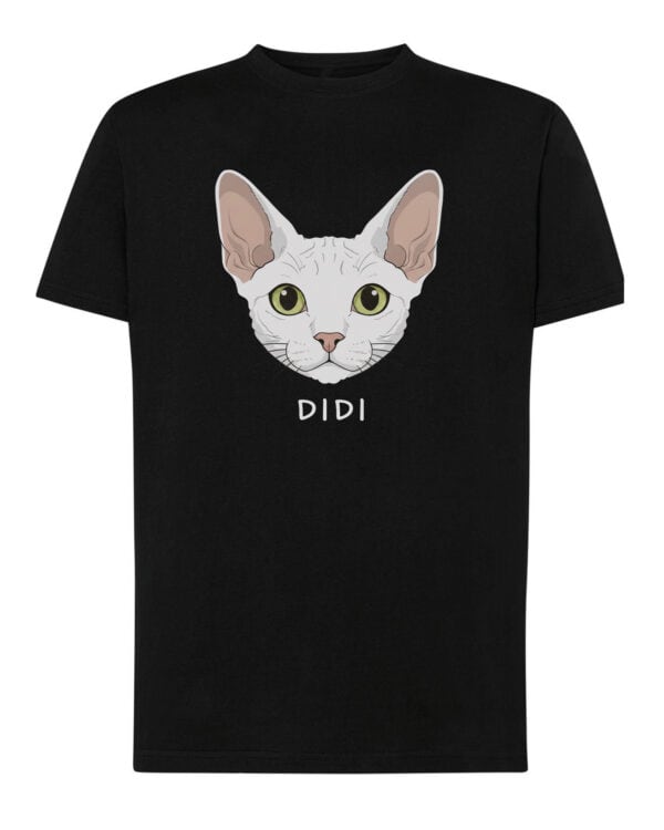 1596 (10) Koszulka Devon Rex Biały Personalizowana Kot Pupil