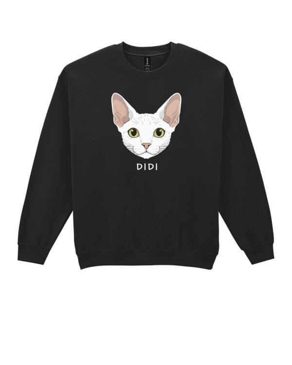 1596 (19) Bluza bez kaptura Devon Rex Biały Personalizowana Kot Pupil