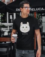 1599 (12) Koszulka Amerykański Curl Biały <br>Personalizowana Kot