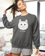 1599 (23) Bluza bez kaptura Amerykański Curl Biały <br>Personalizowana Kot Pupil